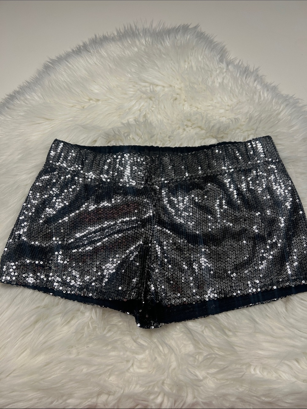 Sans Souci Silver Sequin Micro Shorts Size Medium